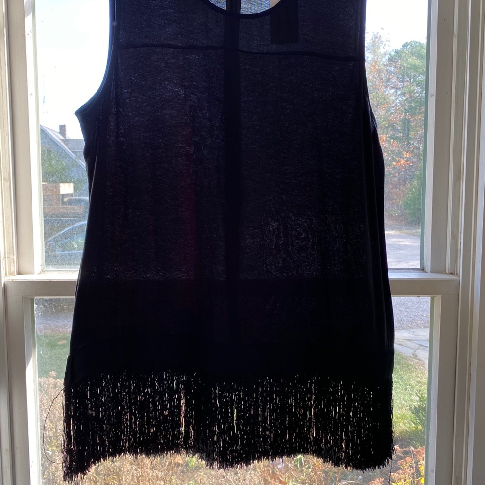 Black jcrew tassel tank top nwt
